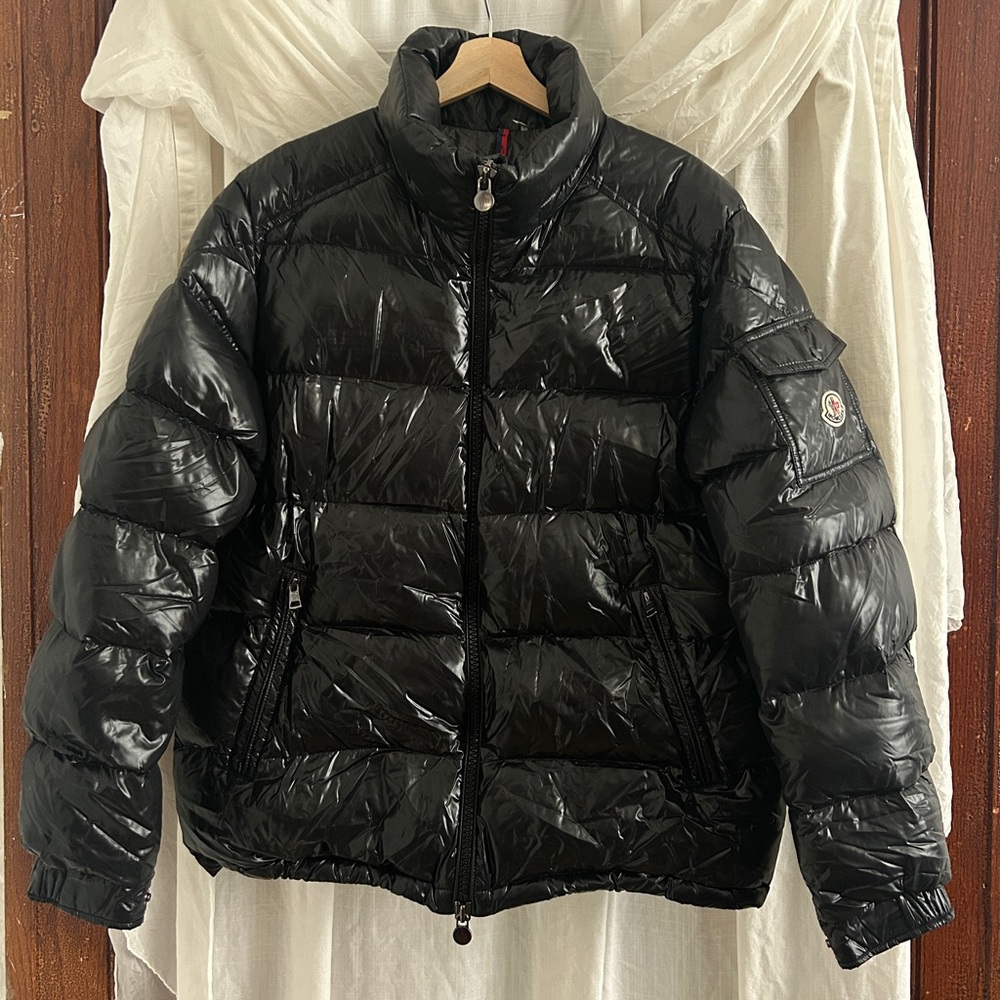 Men’s Moncler Shiny Black Puffer Jacket Size 6